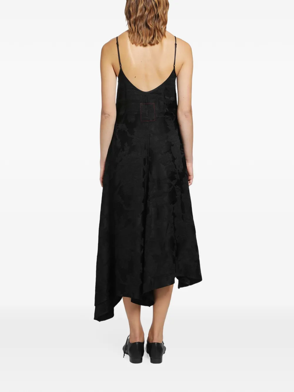 Uma Wang Acrry jacquard asymmetric-hem dress Zwart