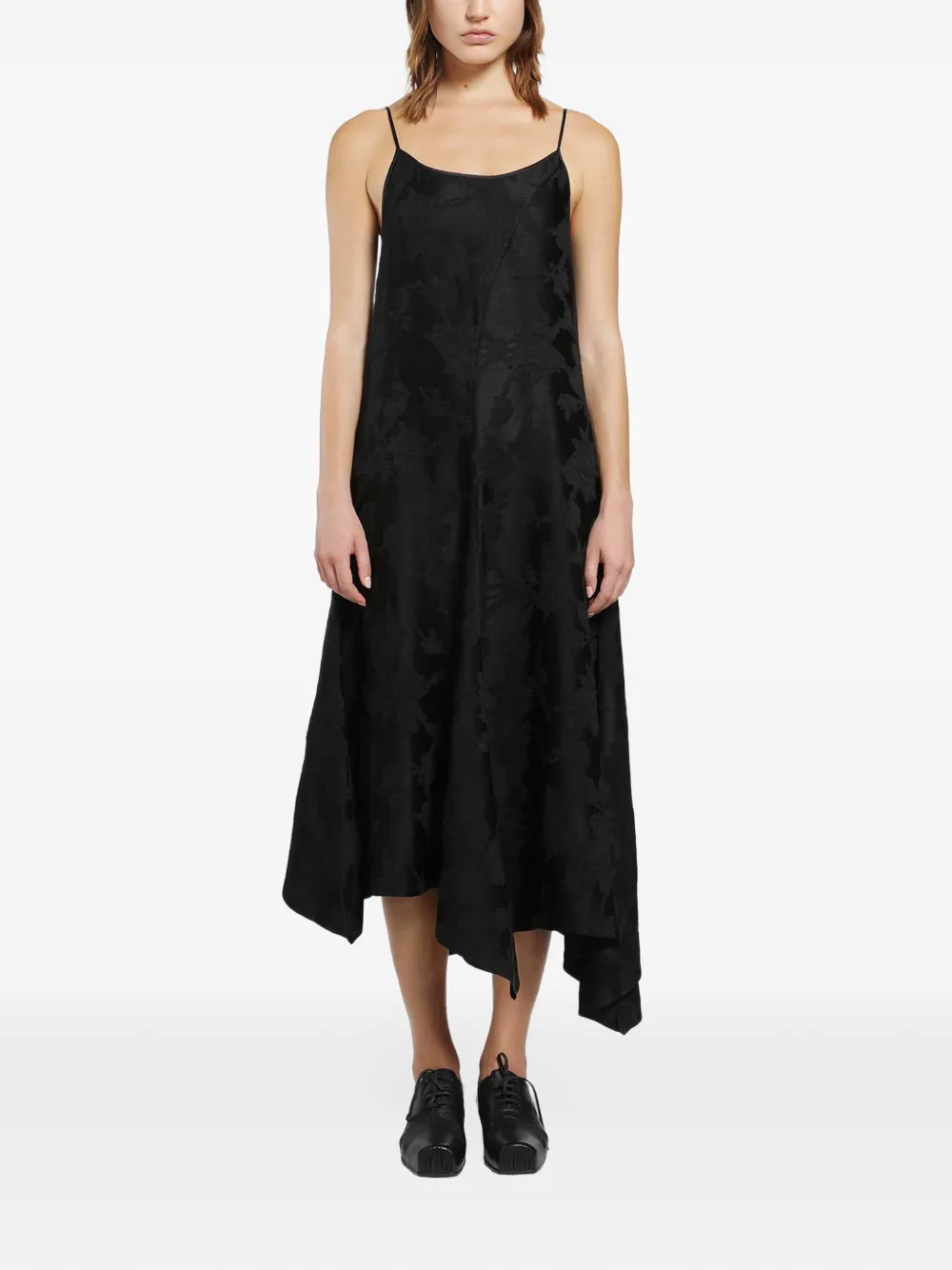 Uma Wang robe à ourlet asymétrique en jacquard Accry - Noir Uma Wang robe à ourlet asymétrique en jacquard Accry - Noir