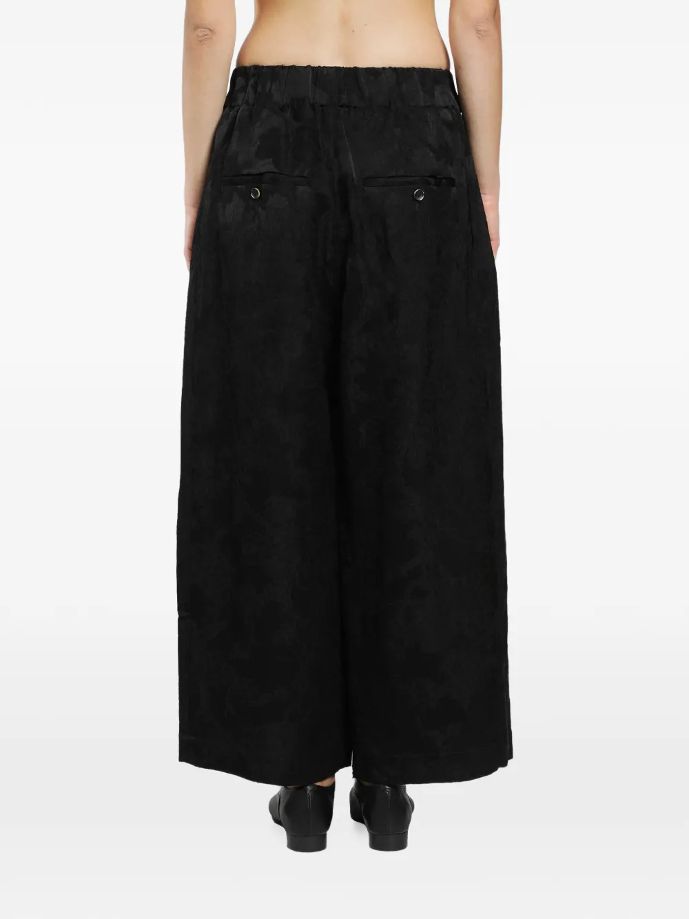 Uma Wang Poetic floral-jacquard trousers Zwart