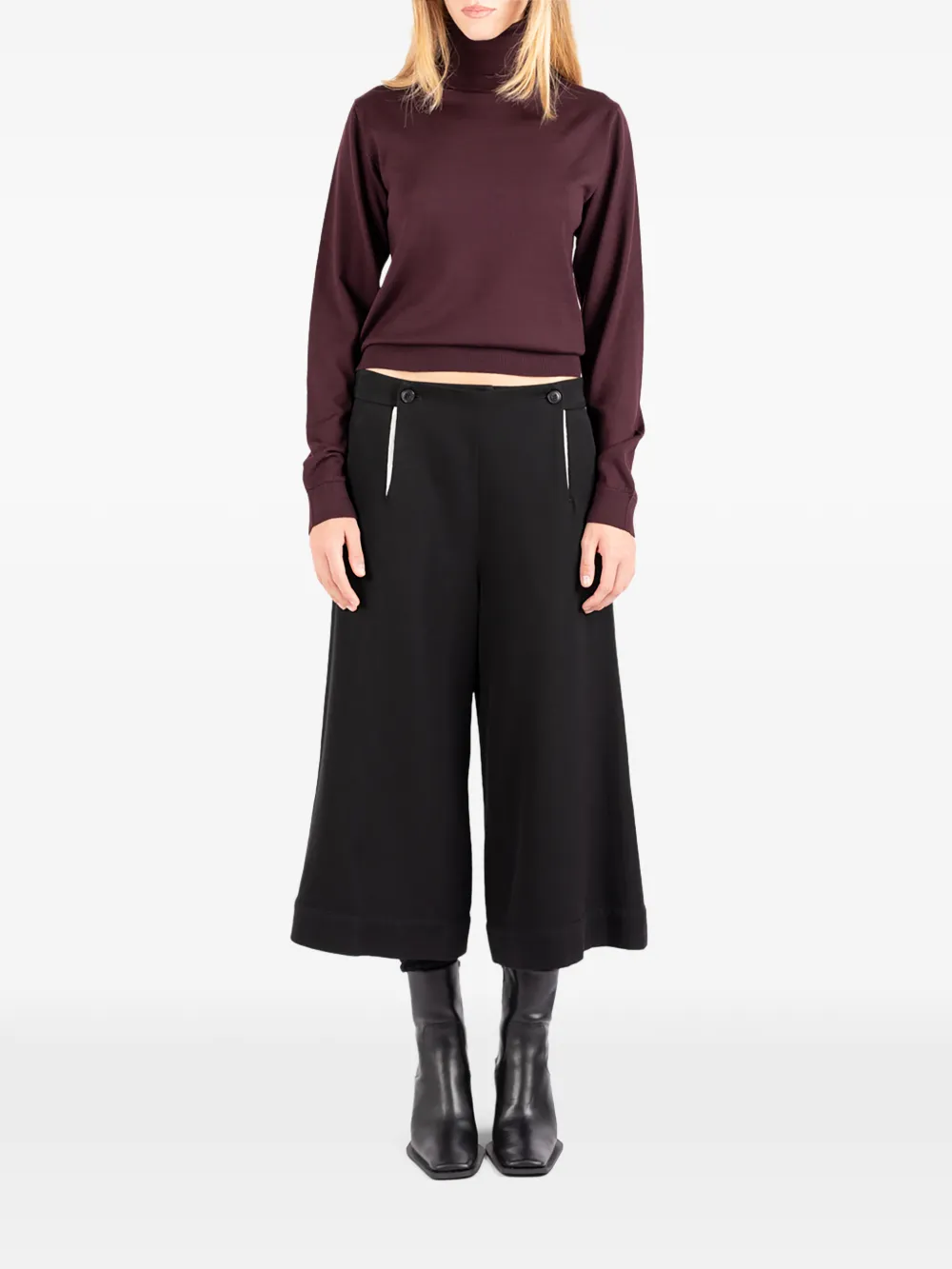 Société Anonyme Breton button-detail cropped trousers Zwart