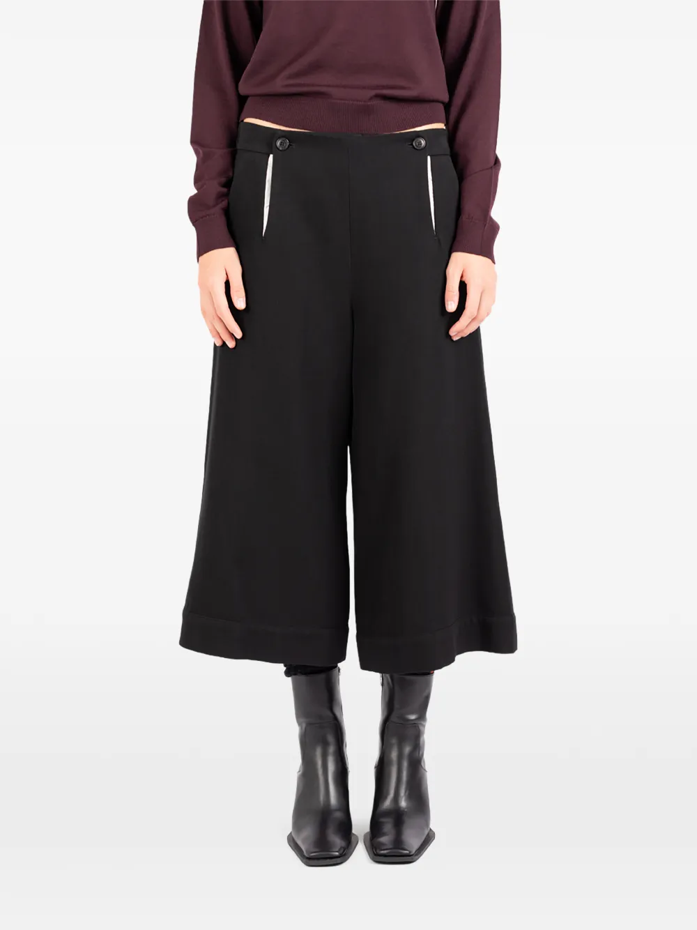Société Anonyme Breton button-detail cropped trousers Zwart