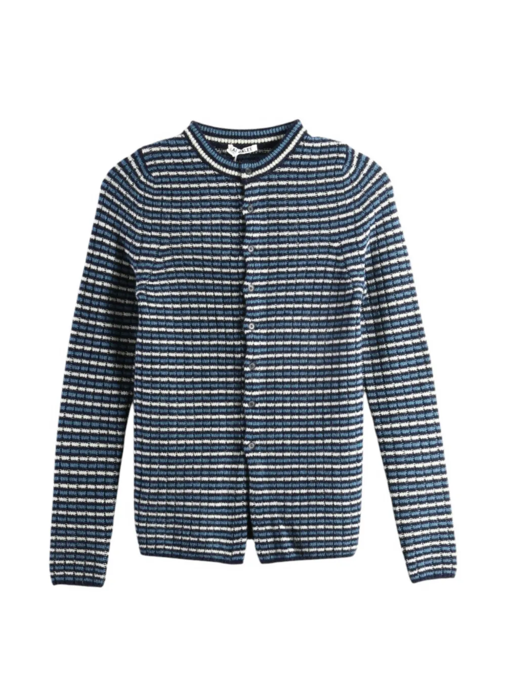 Auralee crew-neck striped cardigan - Blue