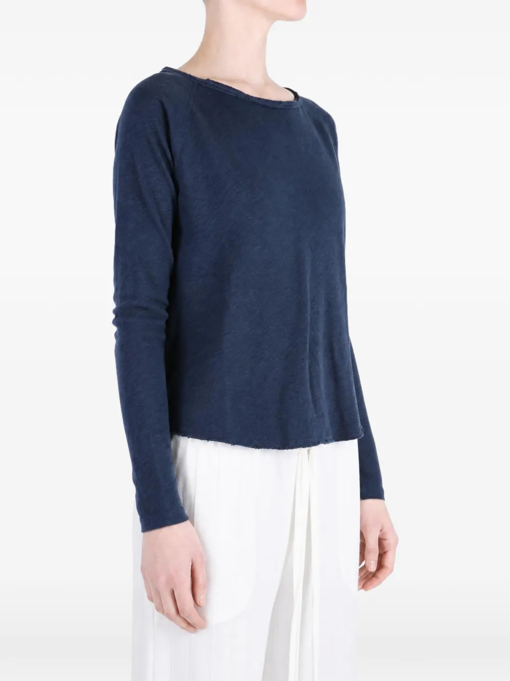 American Vintage Sonoma T-shirt met raglanmouwen en gerafelde afwerking Blauw