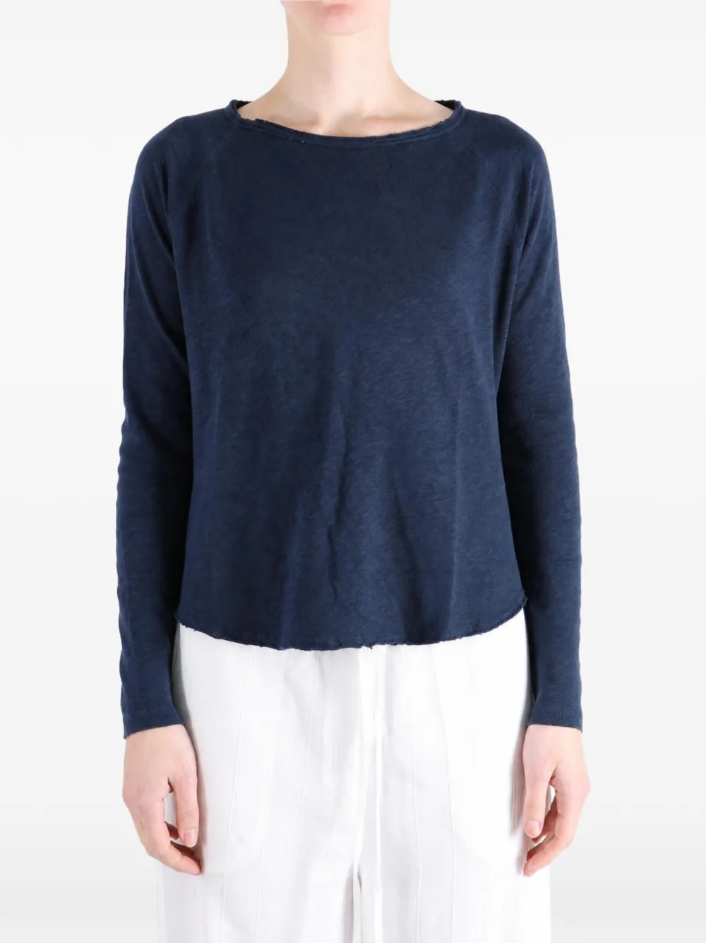 American Vintage Sonoma T-shirt met raglanmouwen en gerafelde afwerking Blauw