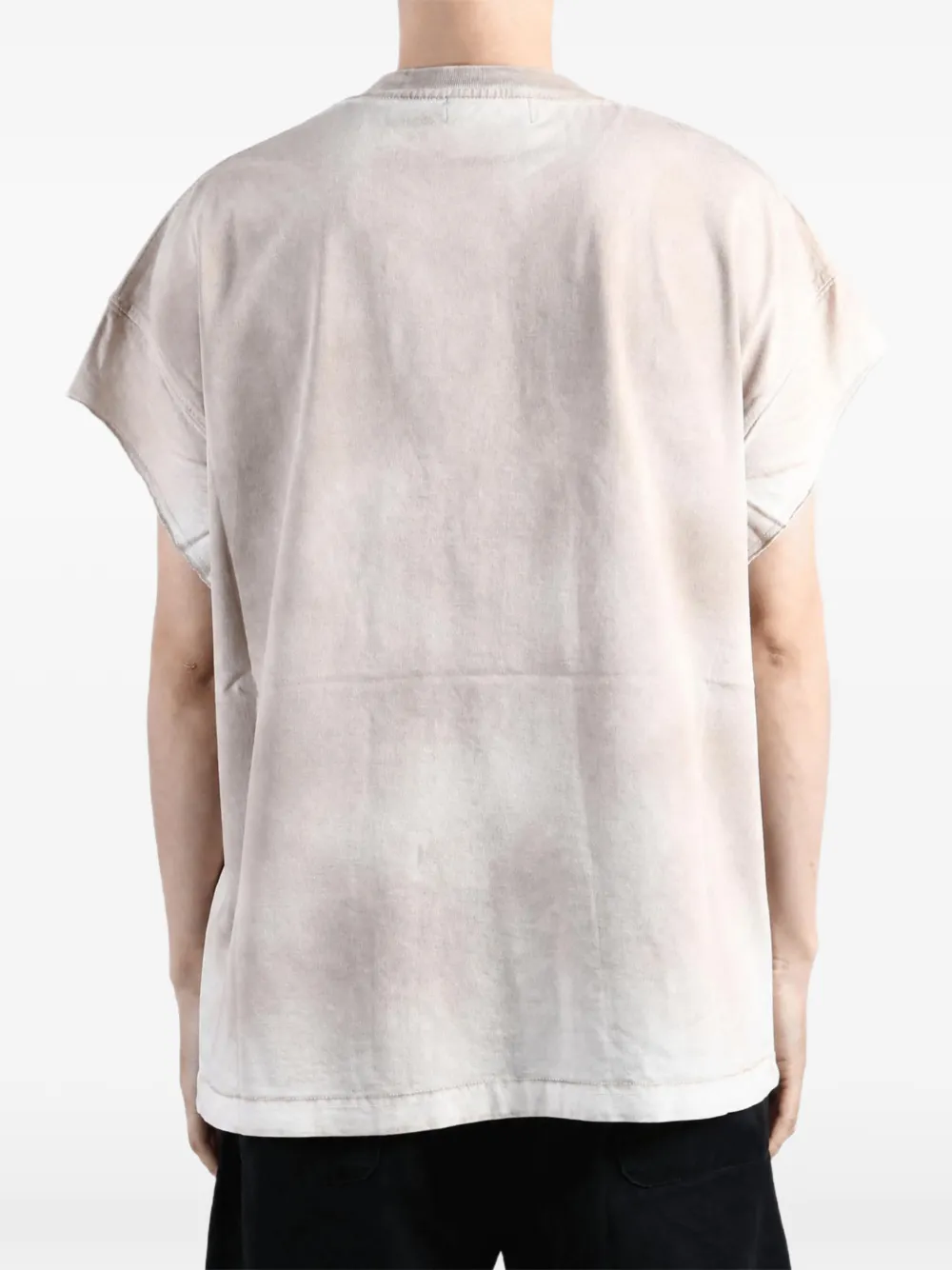 THUG CLUB Burnshot graphic-print cap-sleeve T-shirt Beige