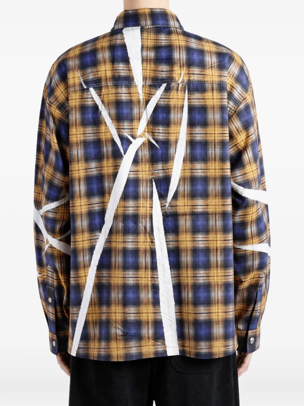 THUG CLUB check-pattern graphic-print shirt Geel