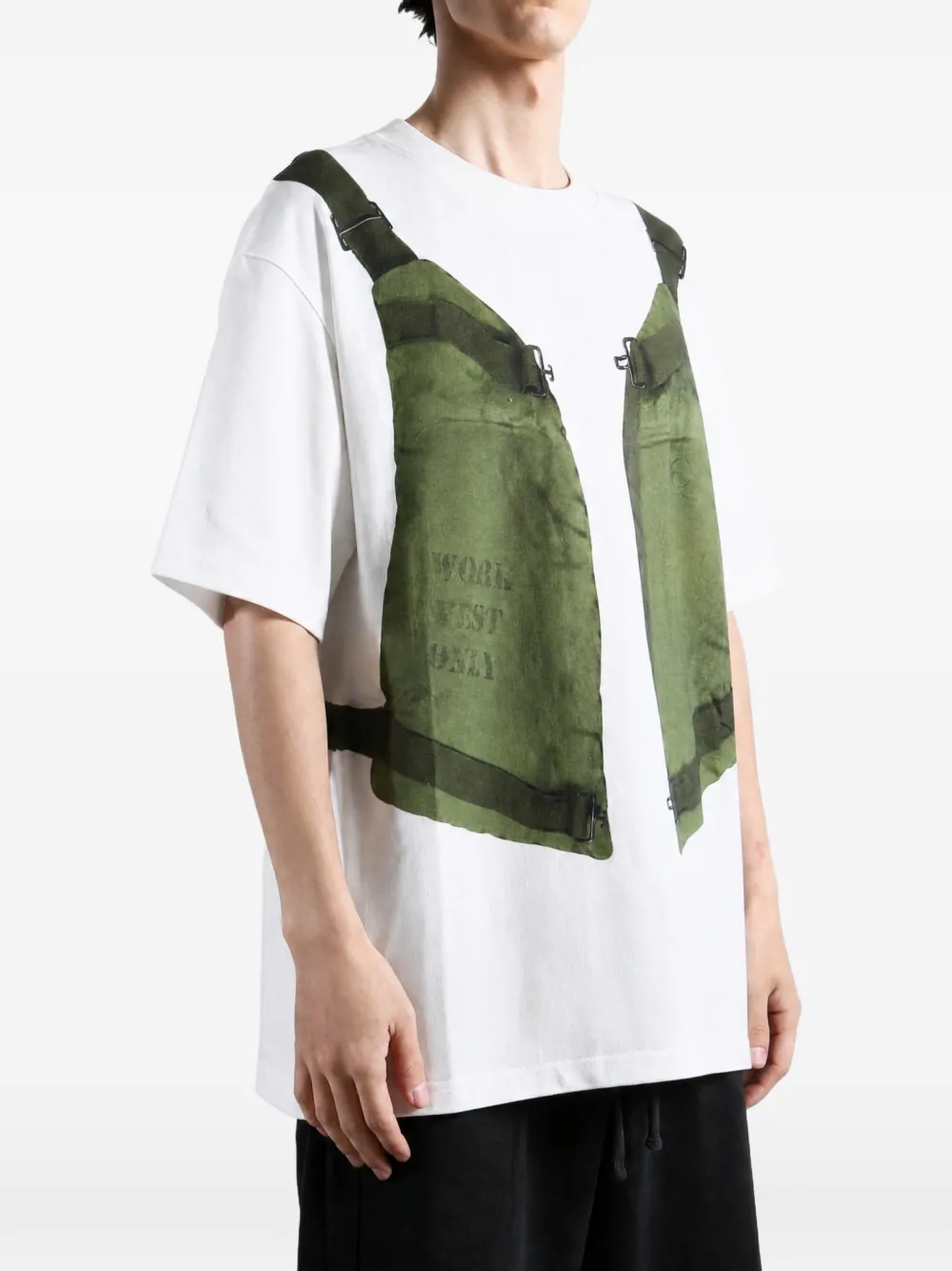 THUG CLUB vest-print T-shirt Wit