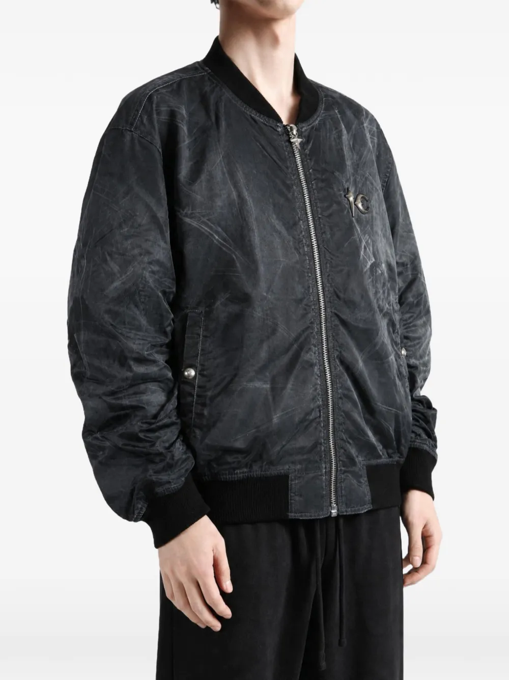 THUG CLUB Jamong dog-print bomber jacket Zwart