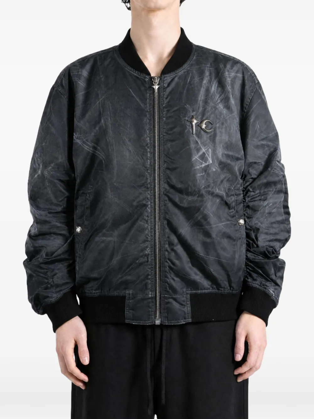 THUG CLUB Jamong dog-print bomber jacket Zwart