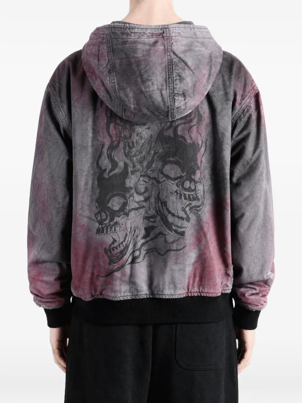 THUG CLUB Three Riding Skull Vintage hooded jacket Grijs