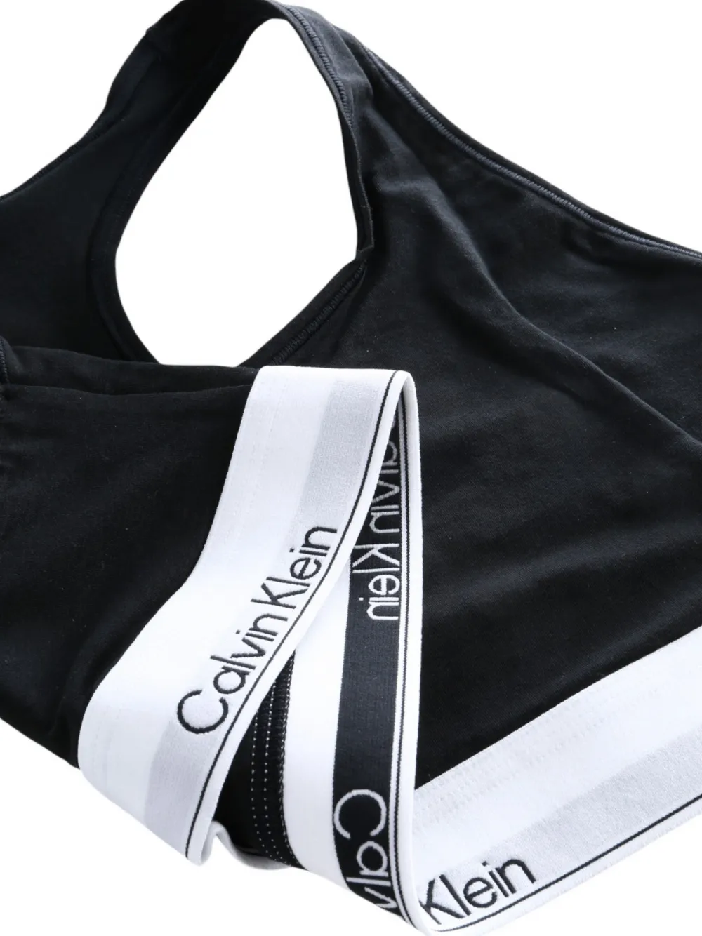 Calvin Klein Racerback bh met logo afwerking Zwart