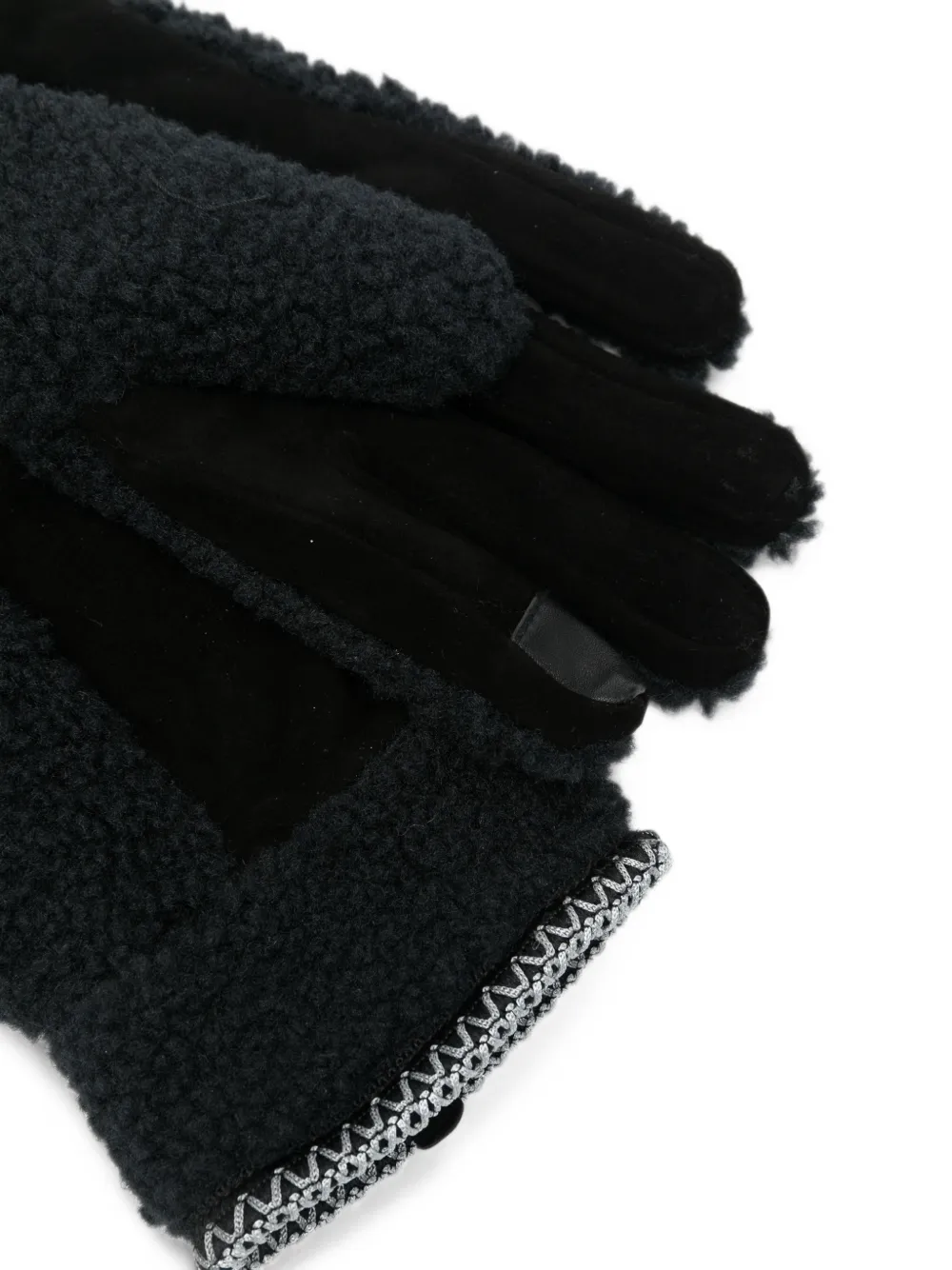 UGG braid faux-fur gloves Zwart