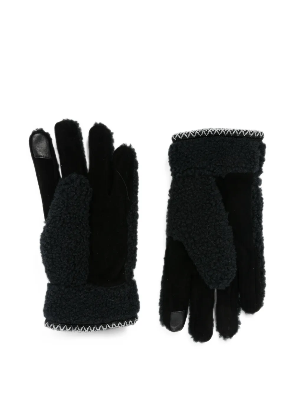 UGG braid faux-fur gloves Zwart