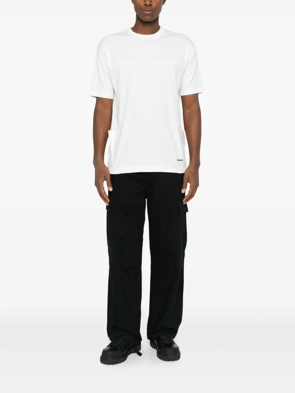 Snow Peak logo-embroidered panelled T-shirt Wit