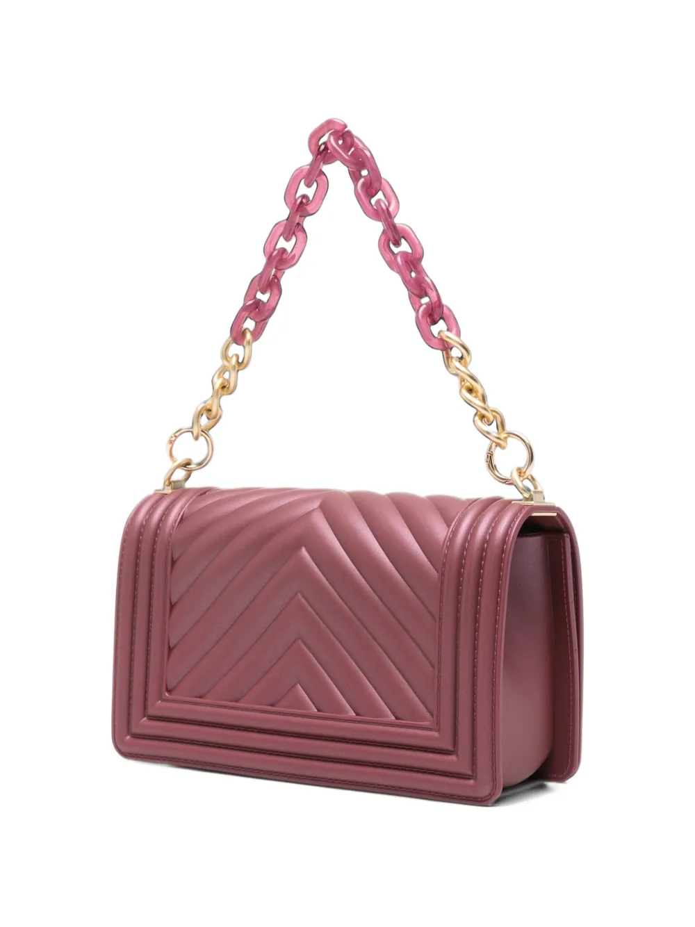 Marc Ellis small Flat 27 chevron-quilted logo-plaque tote bag Rood