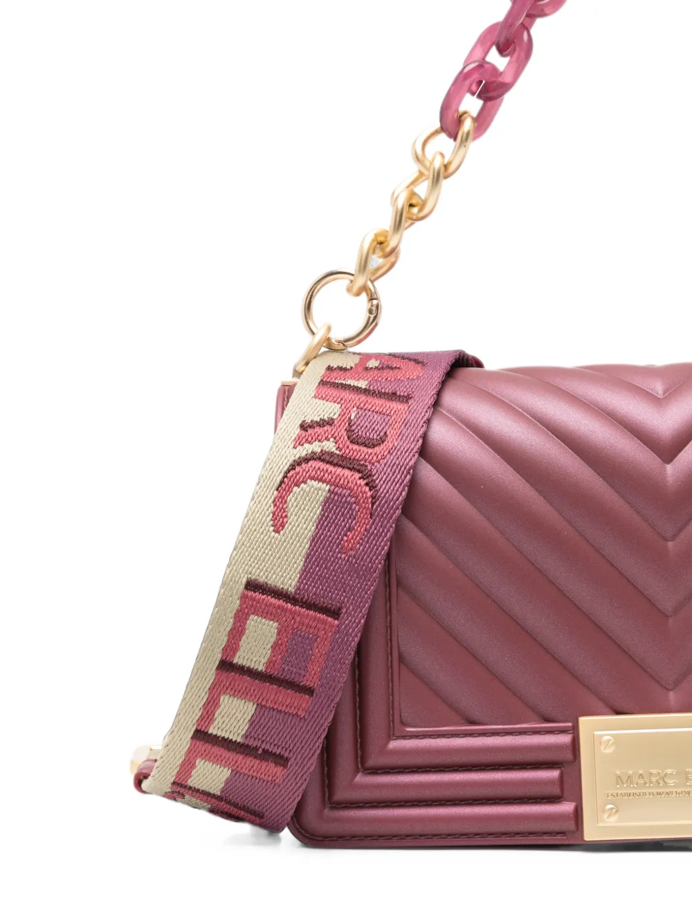 Marc Ellis small Flat 27 chevron-quilted logo-plaque tote bag Rood