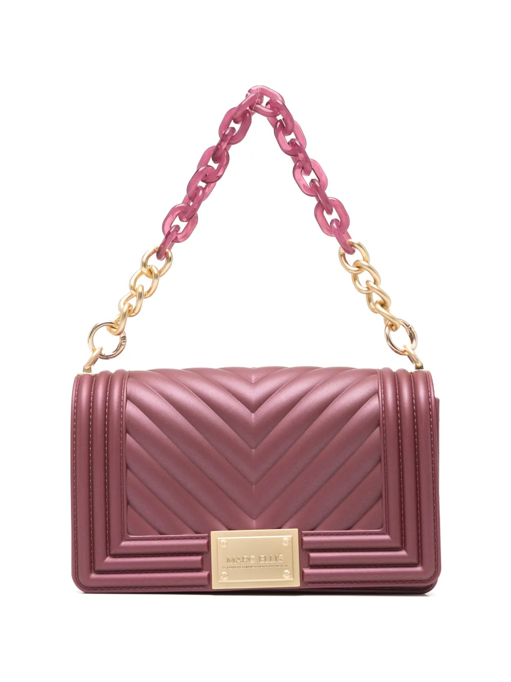 Marc Ellis small Flat 27 chevron-quilted logo-plaque tote bag Rood