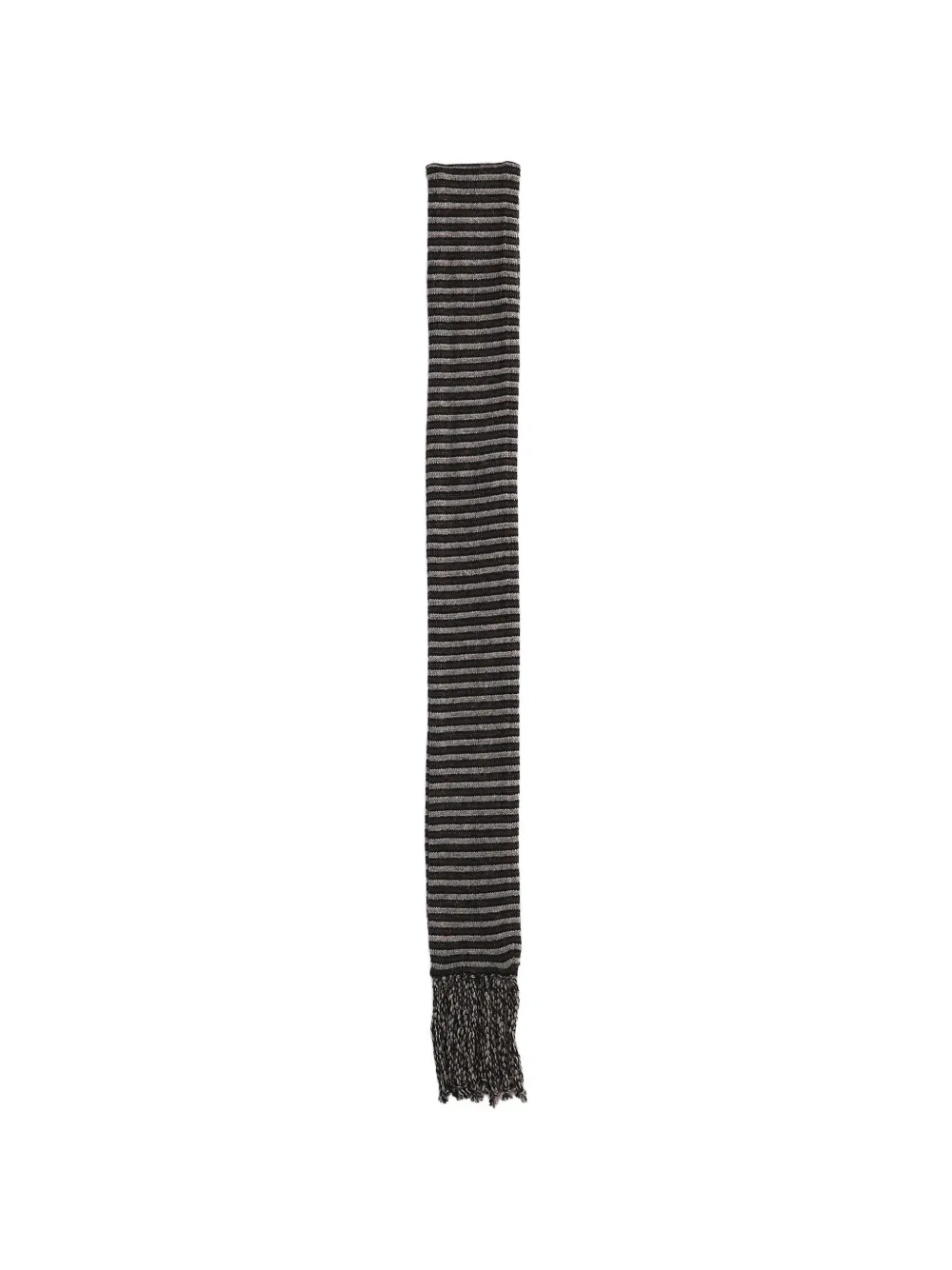 Ziggy Chen striped fringed scarf - Schwarz