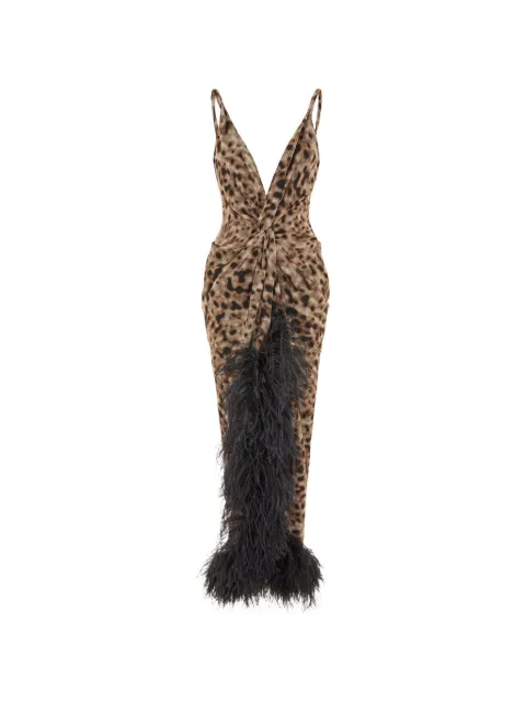 16Arlington Wye feather-trim midi dress