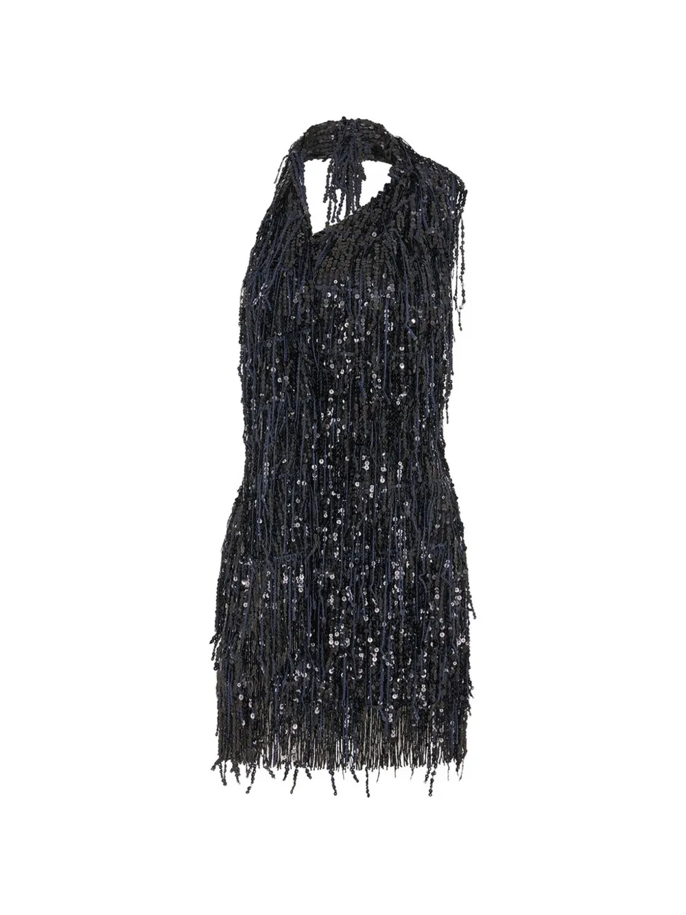 16Arlington robe courte Roia à franges et sequins - Noir