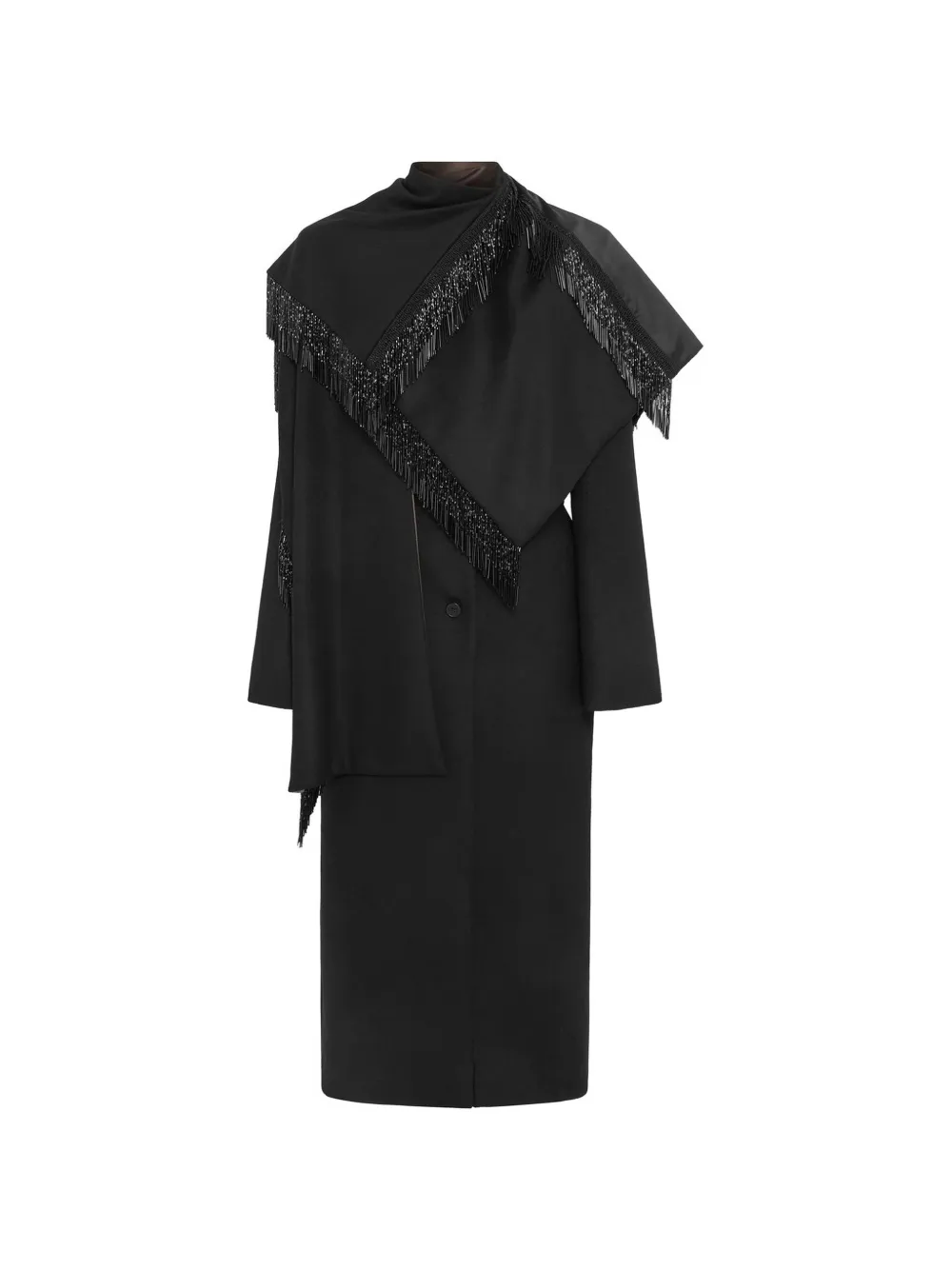 16arlington Rosalind Fringe-trimmed Wool Coat In Black