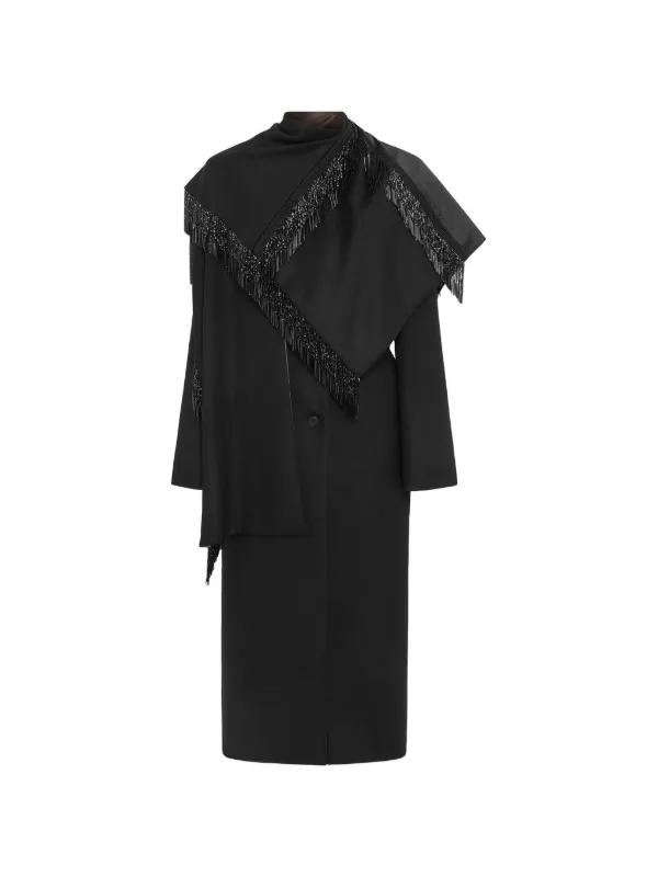 16Arlington Rosalind Fringe-trimmed Coat in Black