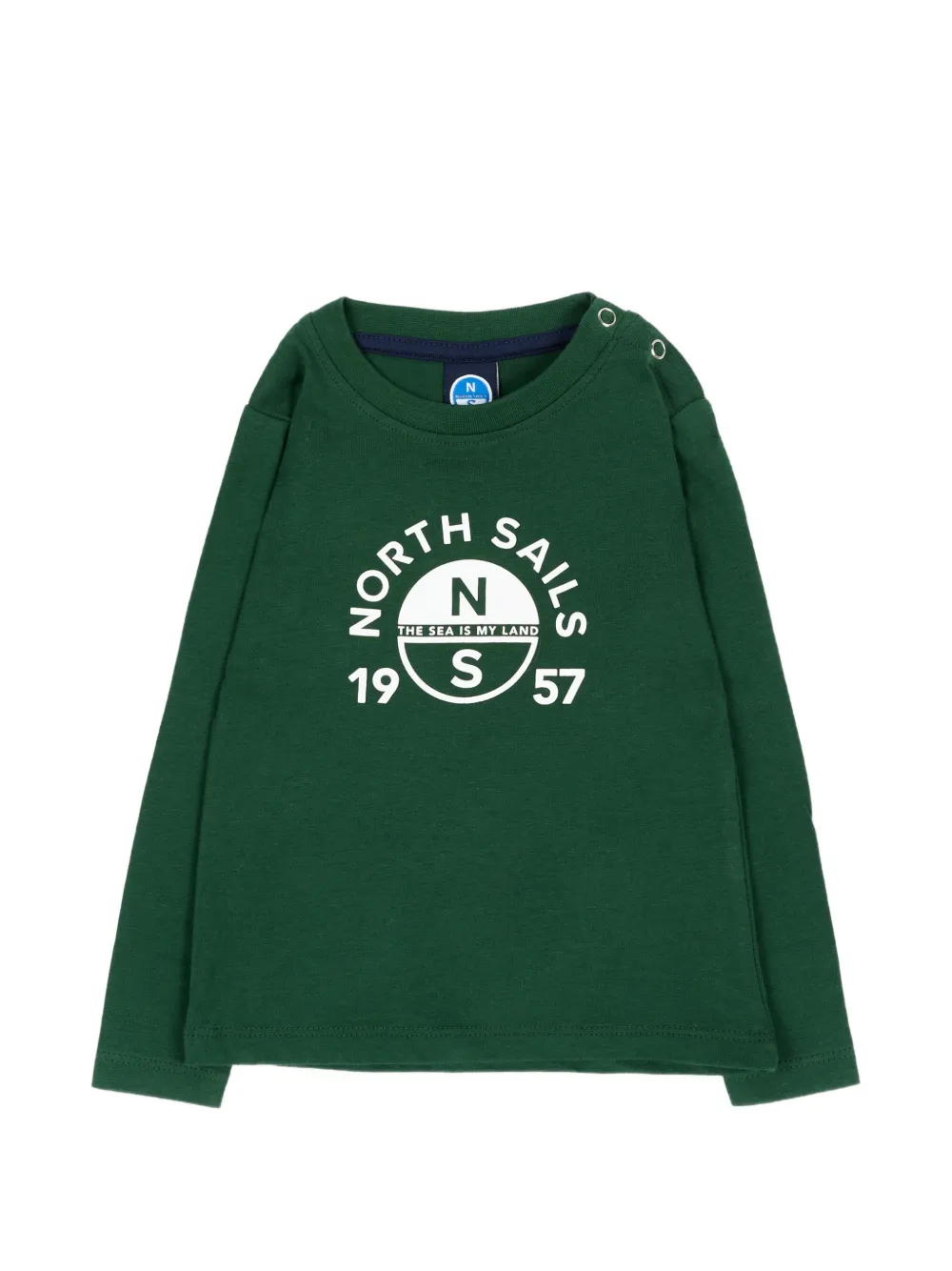 North Sails Kids T-shirt met lange mouwen en logo-print Groen