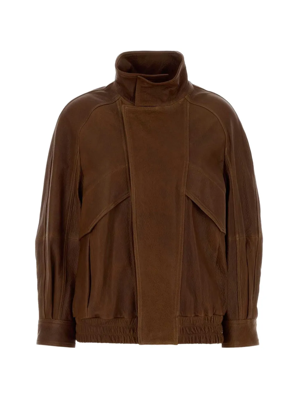 Nour Hammour Ariste funnel-neck leather jacket - Marron Nour Hammour Ariste funnel-neck leather jacket - Marron