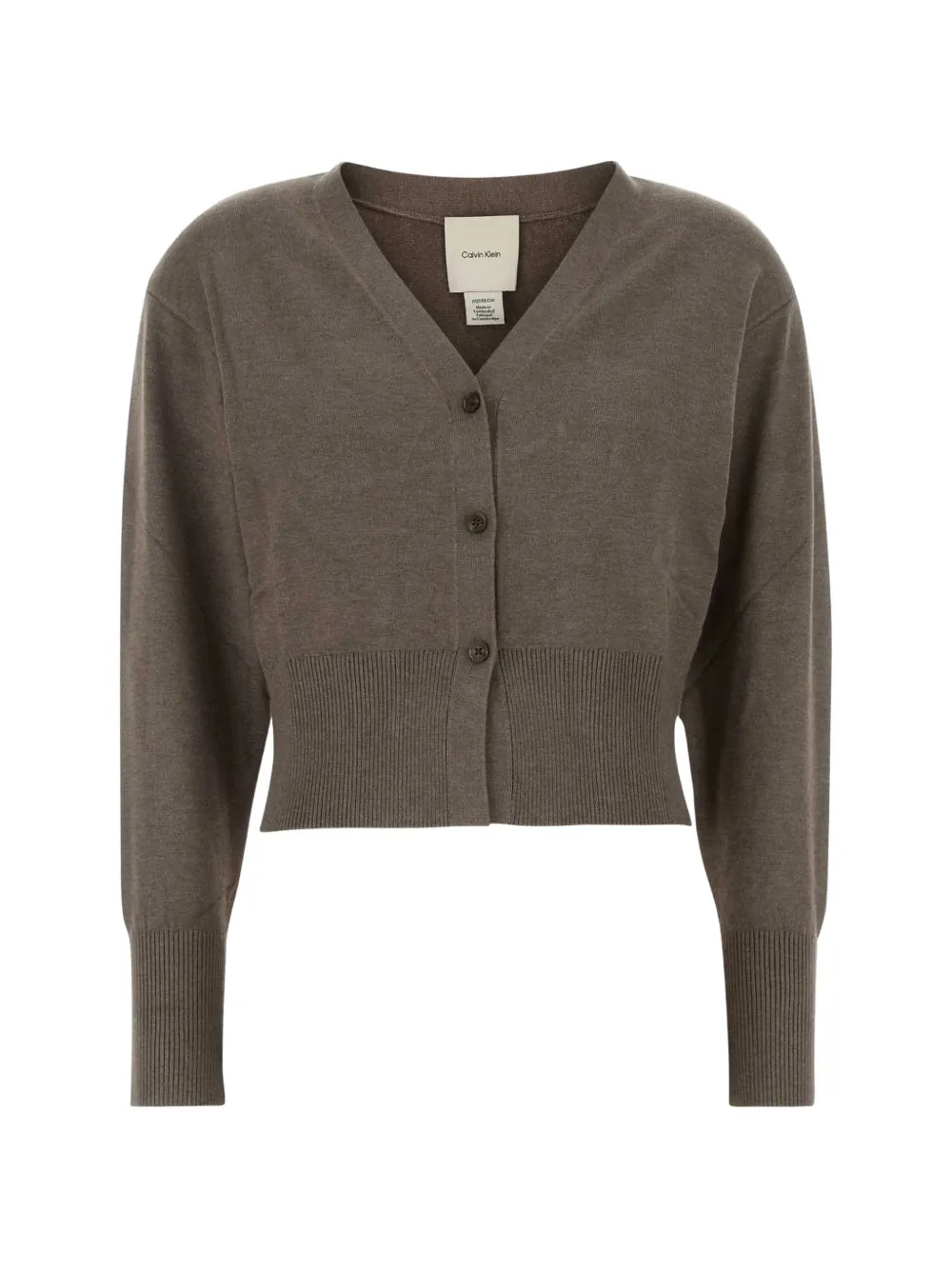 Calvin Klein fine-knit cropped cardigan - Marrone