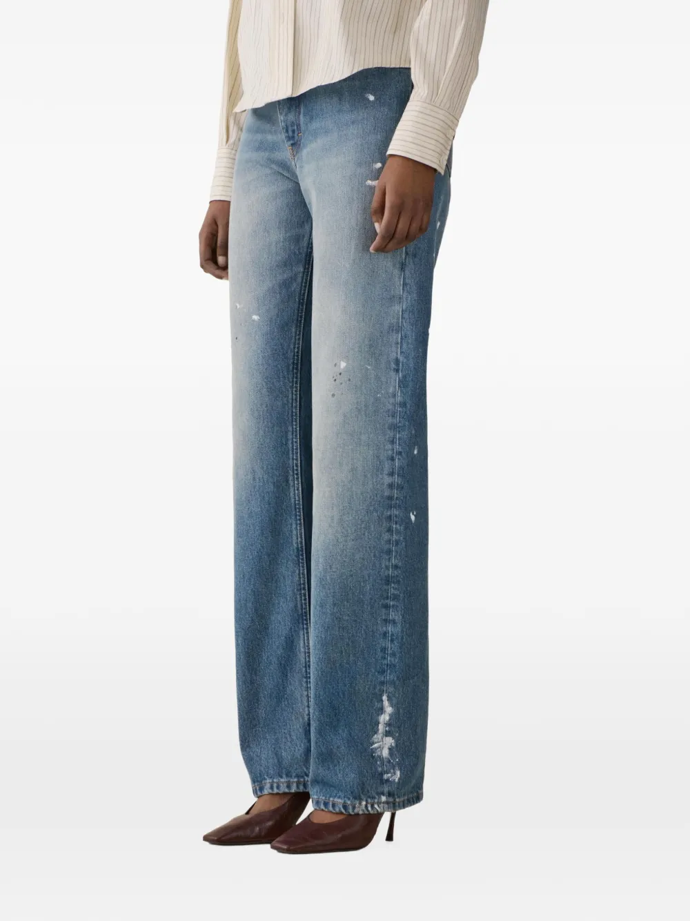 Jeanerica Virgo paint-splatter jeans Blauw