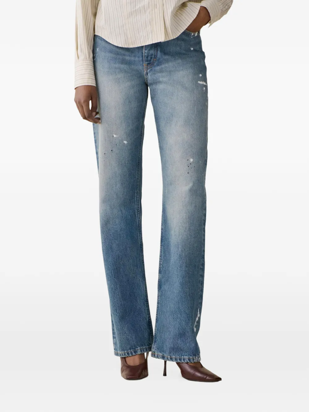 Jeanerica Virgo paint-splatter jeans Blauw