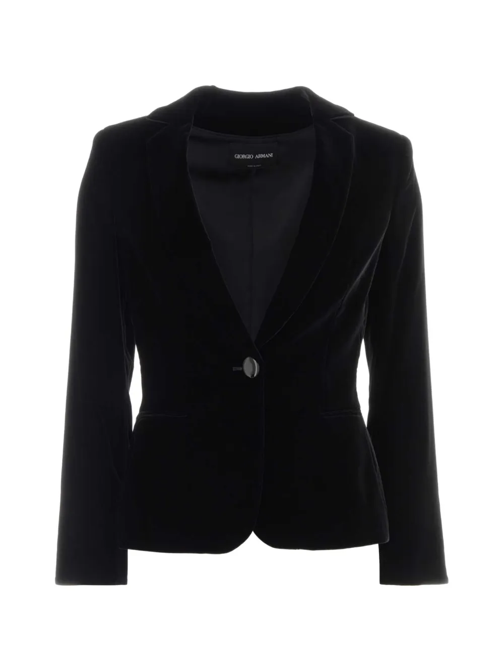 Giorgio Armani Single-breasted Velvet Blazer In Black