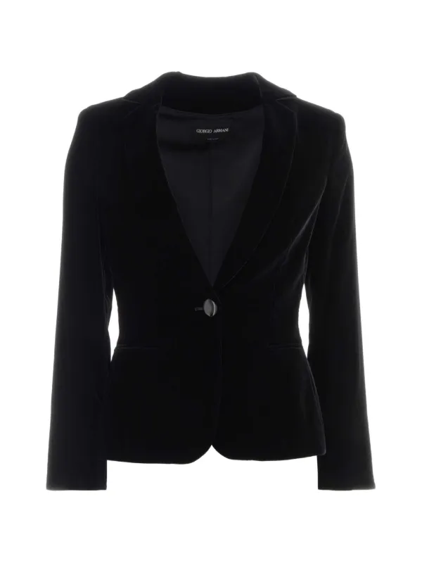 Giorgio Armani Single-breasted Velvet Blazer in Black