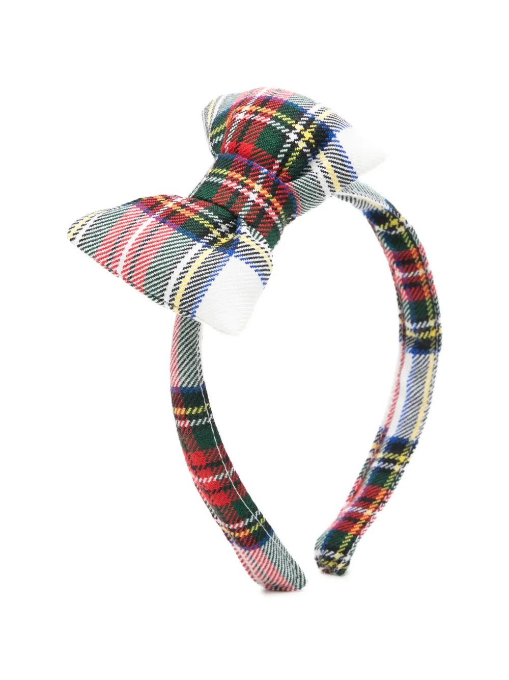 PAIO CRIPPA Haarband met tartan-print en strik Wit