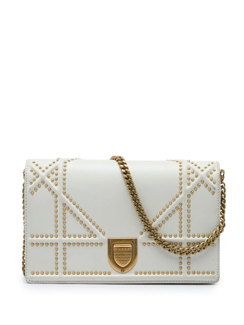 Christian Dior Pre-Owned portefeuille Diorama à bride en chaîne (2018) - Blanc Christian Dior Pre-Owned portefeuille Diorama à bride en chaîne (2018) - Blanc