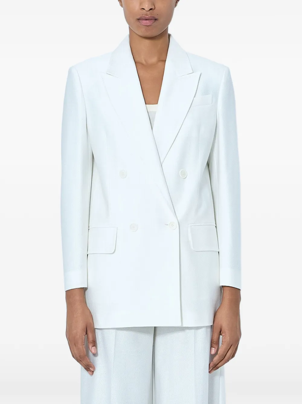 Max Mara double-breasted notched-lapel blazer - Weiß