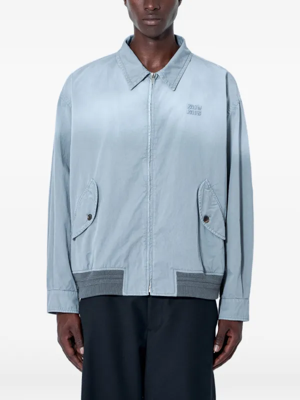 Miu Miu Old Twill Blouson Jacket in Blue