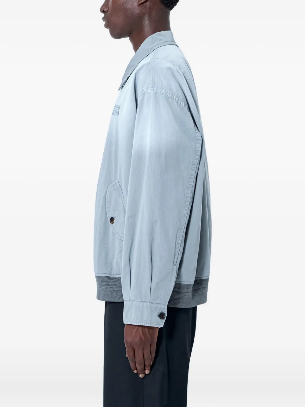 Miu Miu Old Twill Blouson Jacket in Blue, view 2