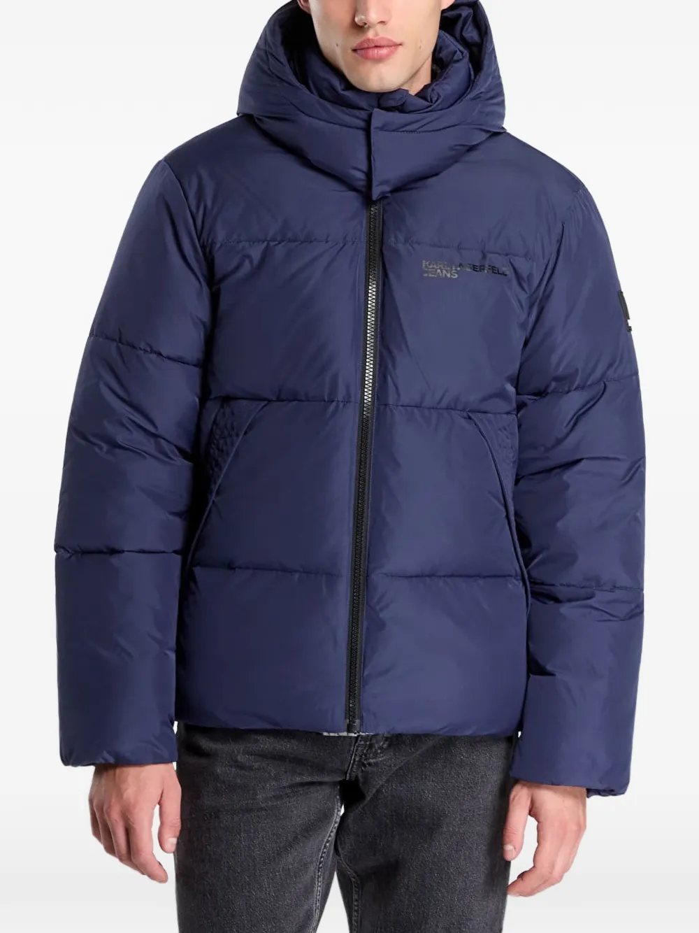 Karl Lagerfeld Jeans hooded puffer jacket - Blau