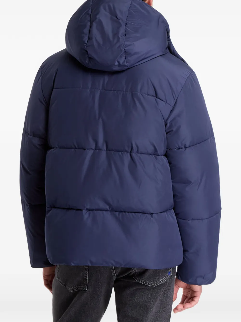 Karl Lagerfeld Jeans hooded puffer jacket Blauw