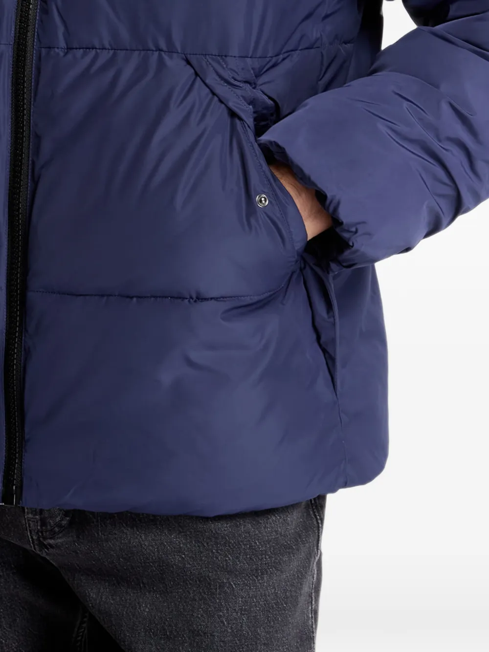 Karl Lagerfeld Jeans hooded puffer jacket Blauw