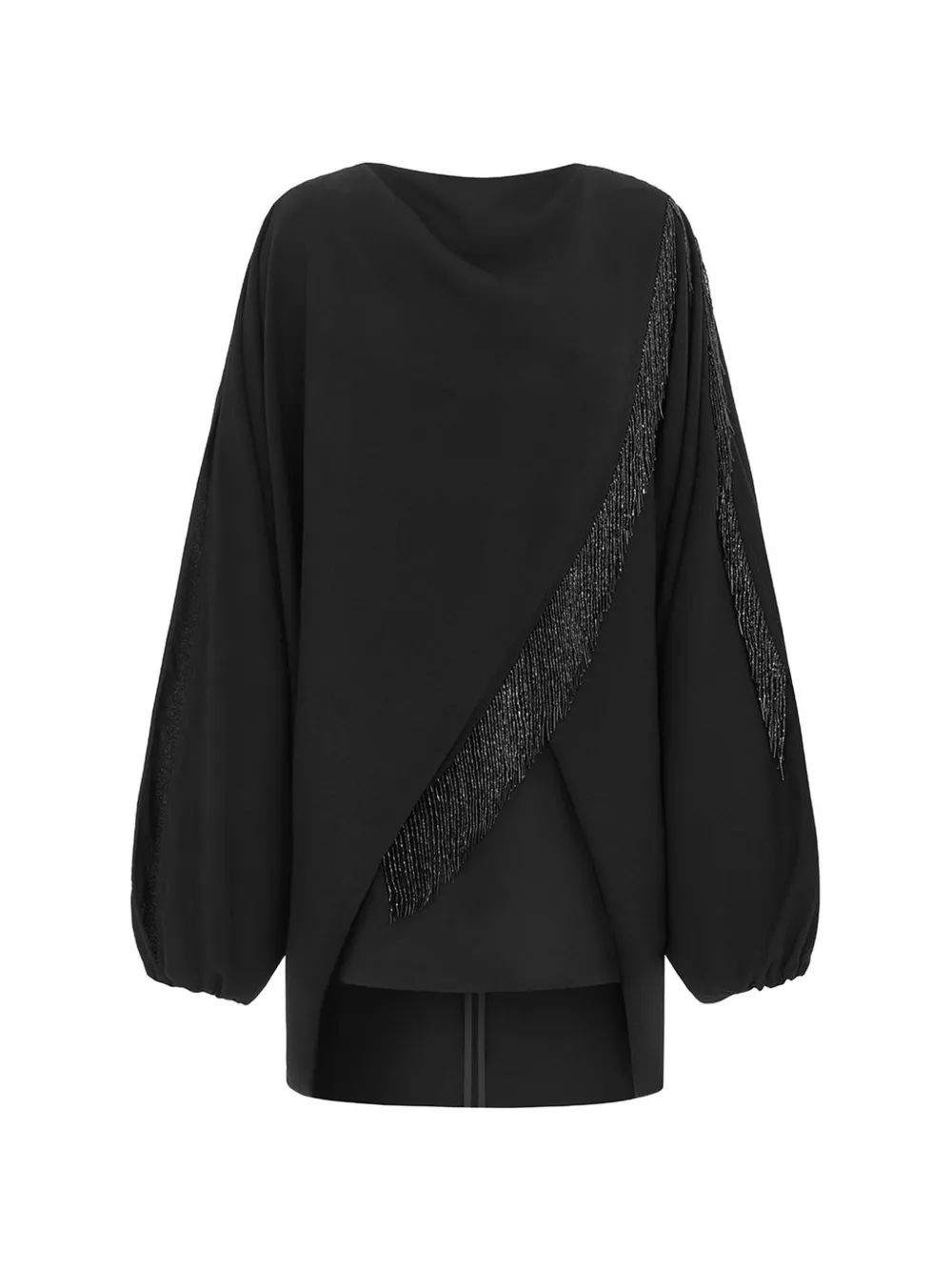 16Arlington robe courte Melfa à franges de perles - Noir