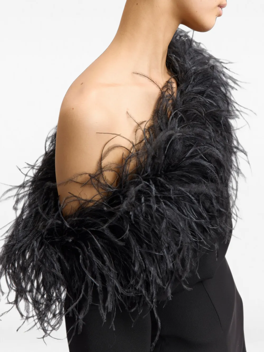 16Arlington Asha mini-jurk met afwerking met veren Zwart