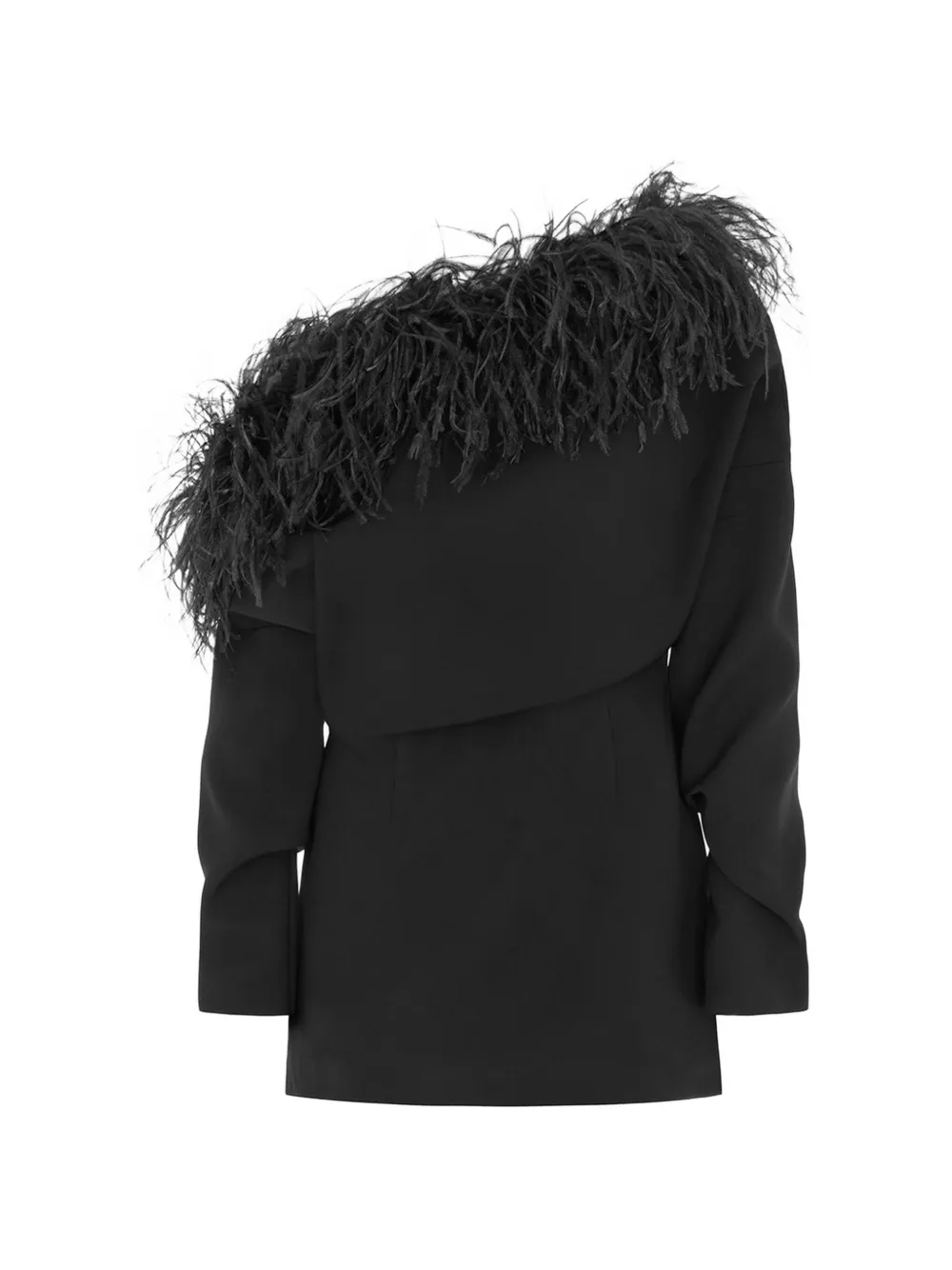 16Arlington robe courte Asha bordée de plumes - Noir