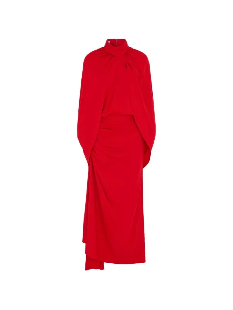 16Arlington Dora ruched cape-detail midi dress