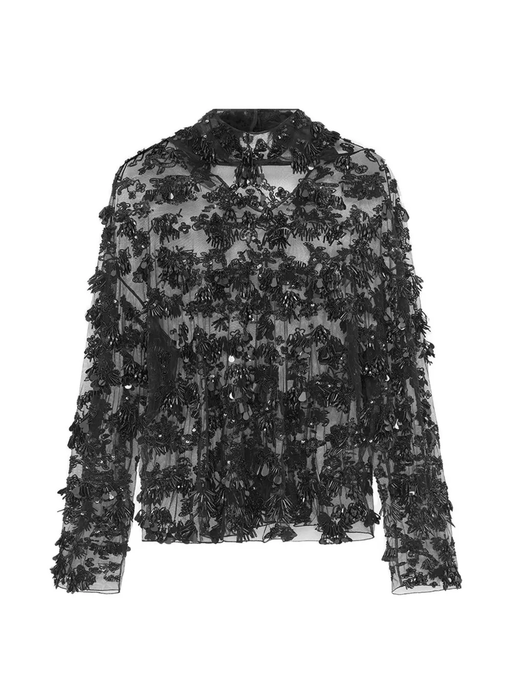 16Arlington Olarna Mesh-Oberteil mit Stickerei - Schwarz