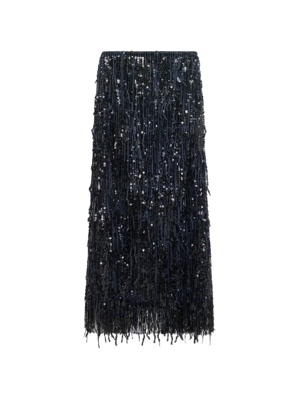 16Arlington Dia Fringe-sequin Maxi Skirt in Black