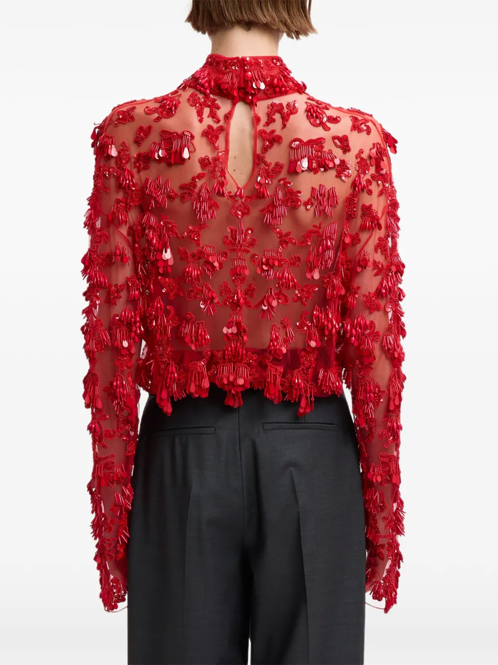 16Arlington Olarna blouse verfraaid met pailletten en borduurwerk Rood