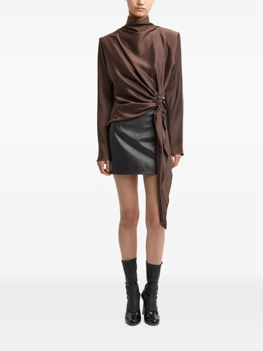 16Arlington Haile leren mini-rok Bruin