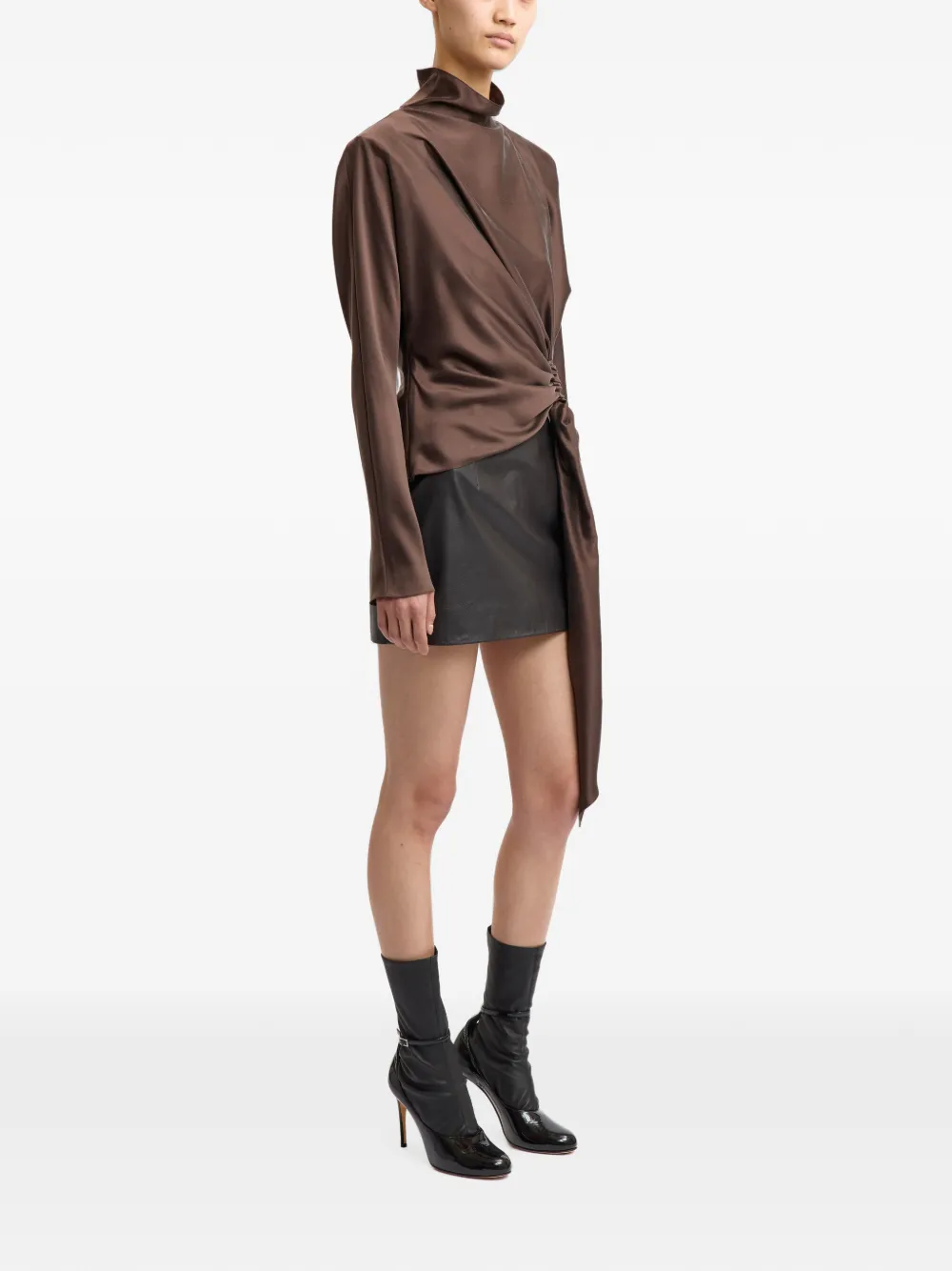 16Arlington Haile leren mini-rok Bruin